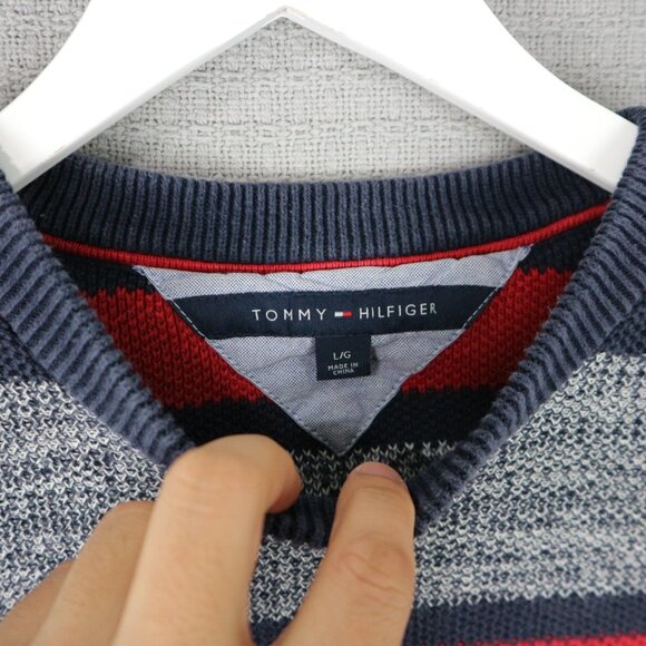 Tommy Hilfiger Knit Striped Sweater Mens Large Vintage - Picture 4 of 5